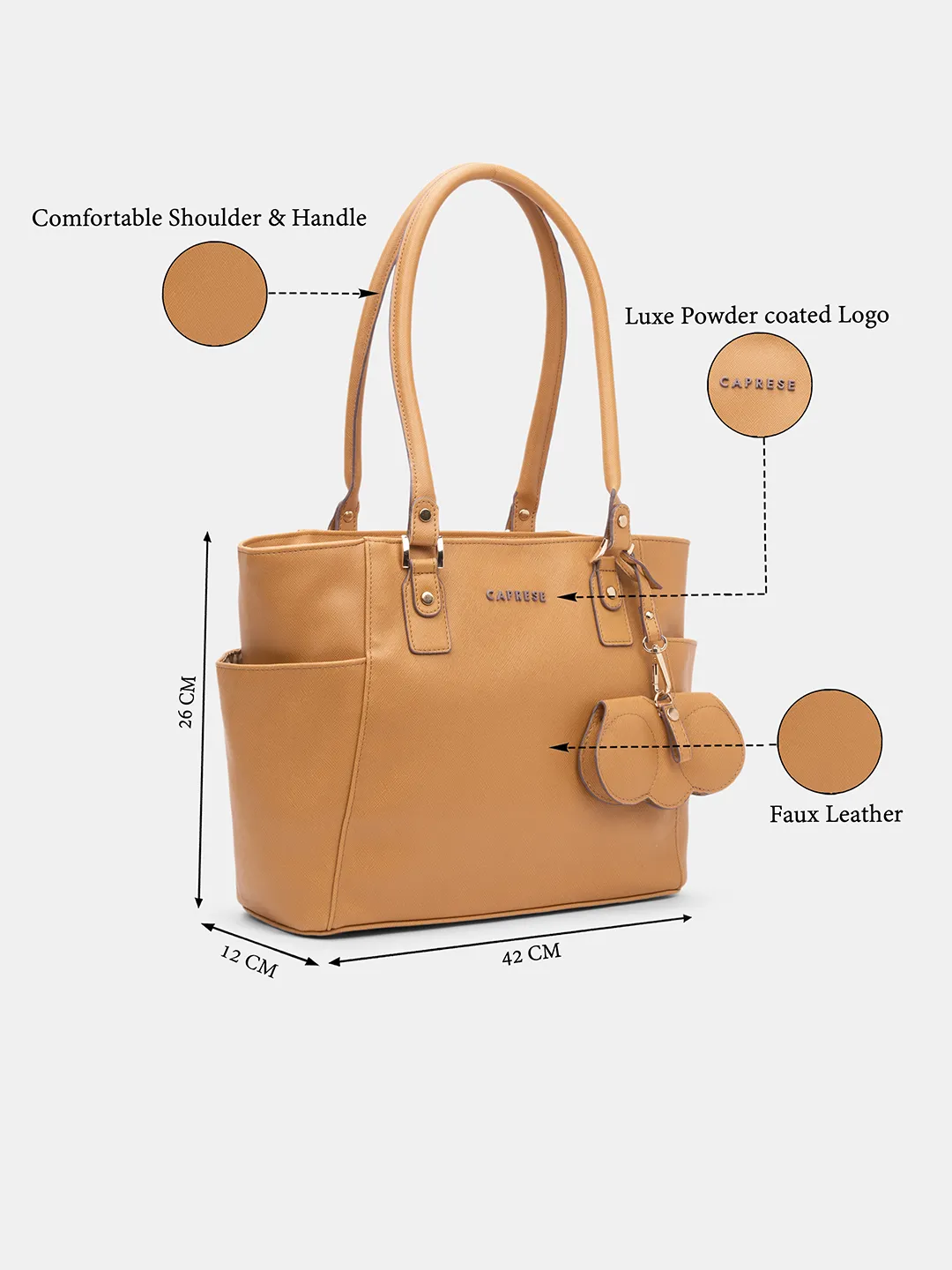 Caprese Lexi Medium Mustard Tote Bag - Image 8