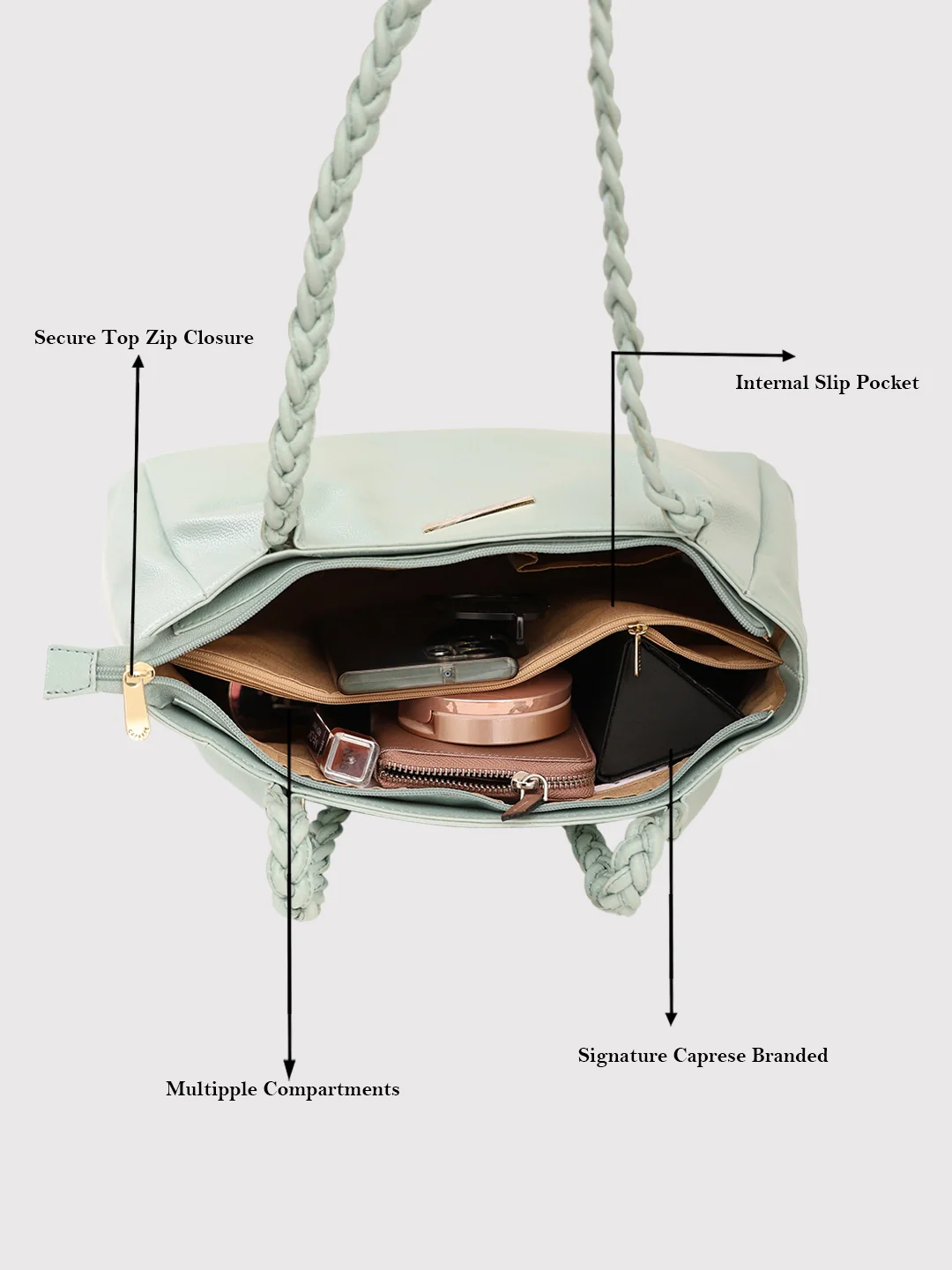 Caprese Lfg Medium Aqua Tote Bag - Image 9