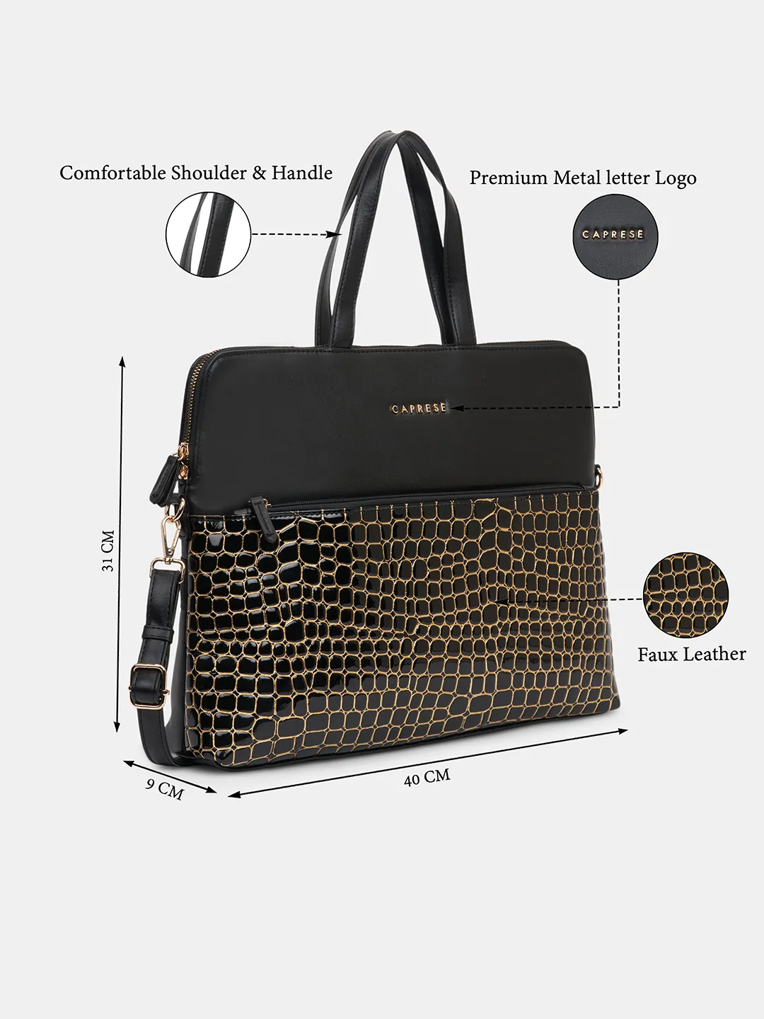 Caprese Lily Large Black / Gold
 Laptop Bag - Image 8
