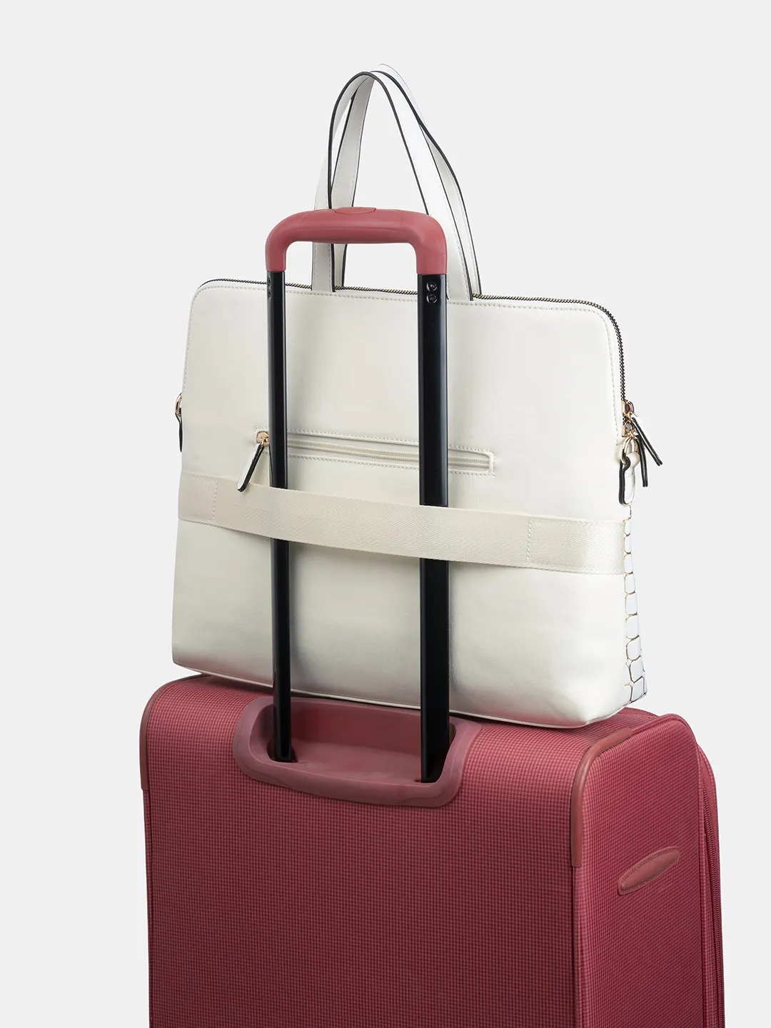 Caprese Lily Large White Gold Laptop Bag - Image 11