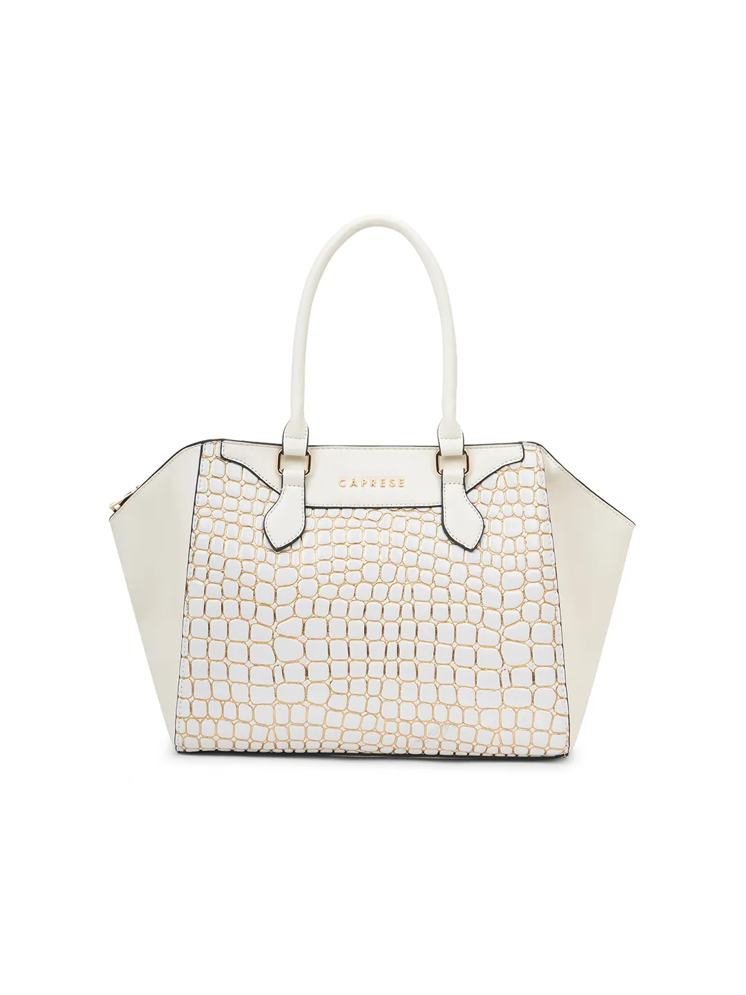 Caprese Lily Large White Gold Satchel Bag