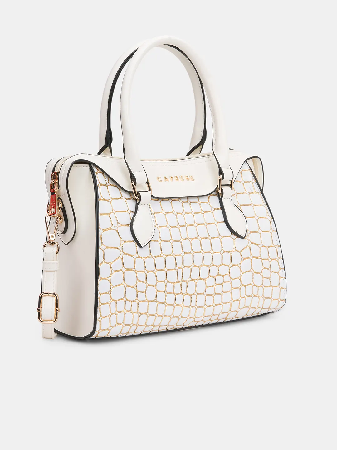 Caprese Lily Small White Gold Satchel Bag - Image 3