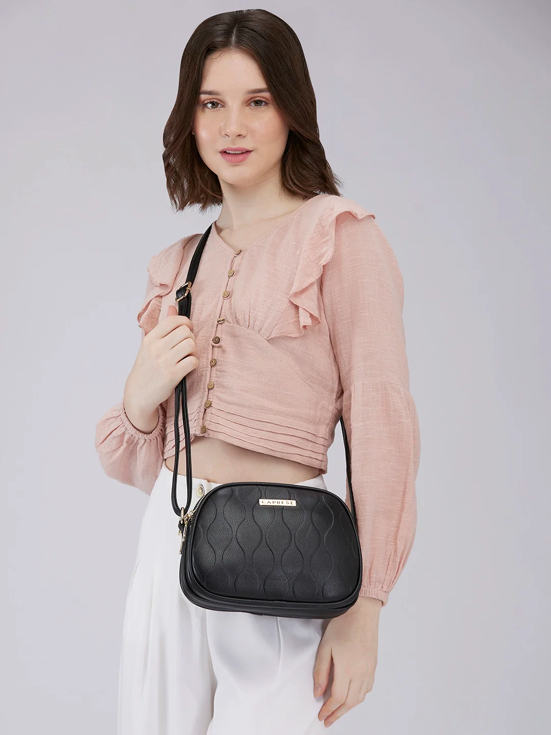 Caprese Linz Medium Black Sling Bag - Image 12