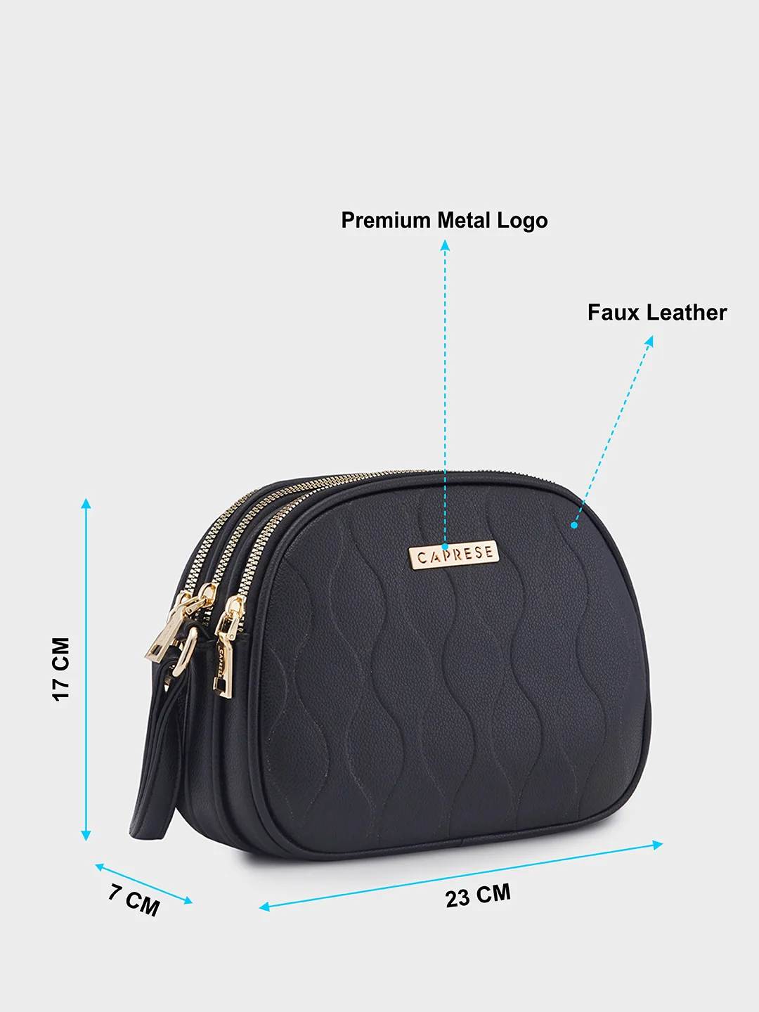 Caprese Linz Medium Black Sling Bag - Image 7