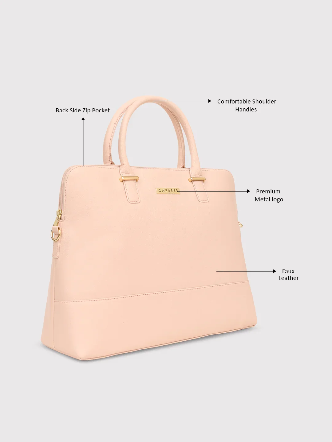 Caprese Lisa Medium Light Pink Satchel Bag - Image 9