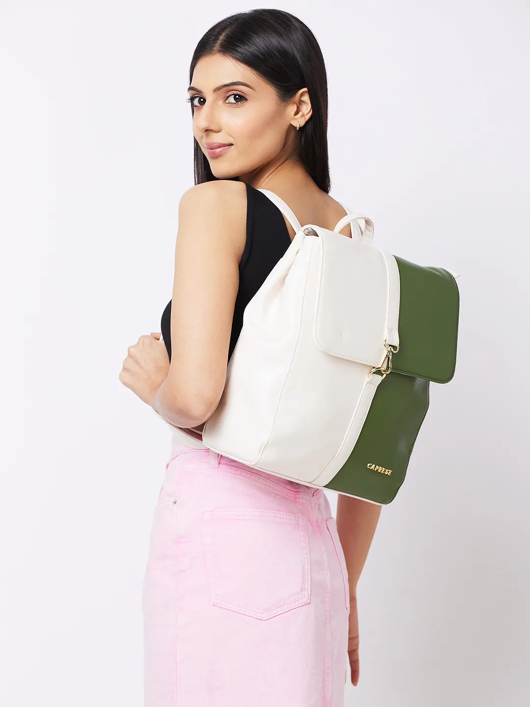 Caprese Lizzy Medium Cream Backpack - Image 10