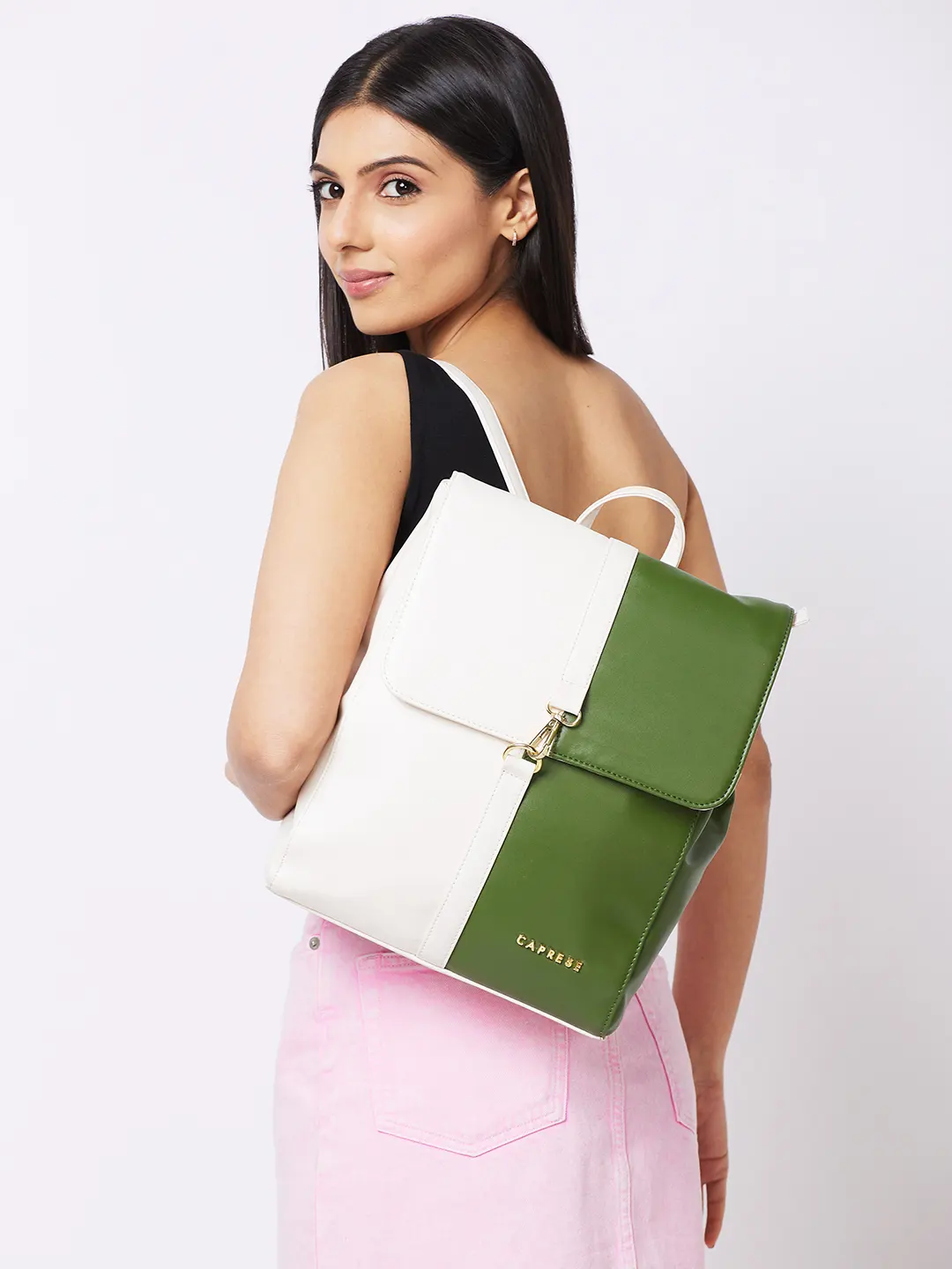 Caprese Lizzy Medium Cream Backpack - Image 11