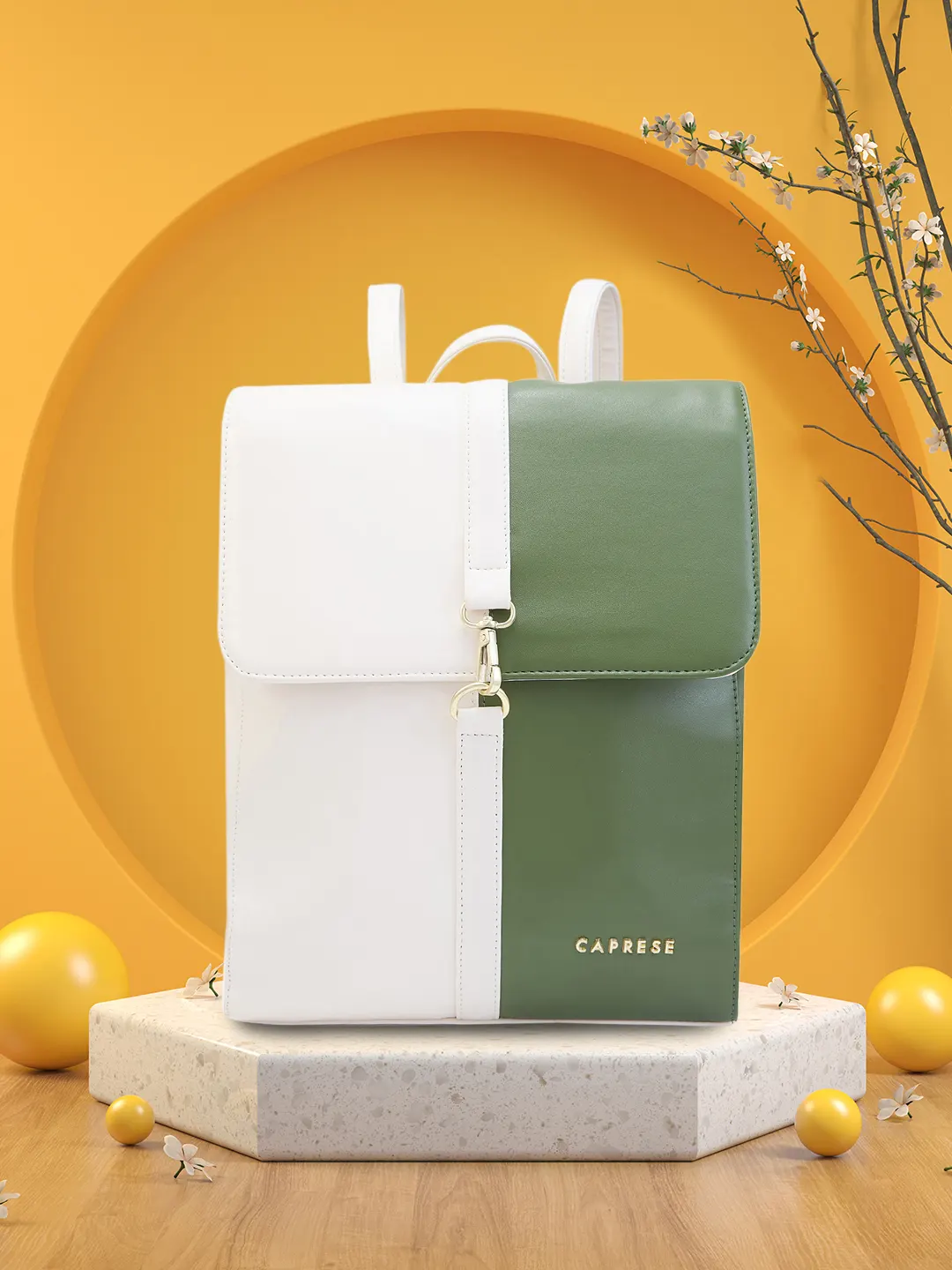 Caprese Lizzy Medium Cream Backpack - Image 13