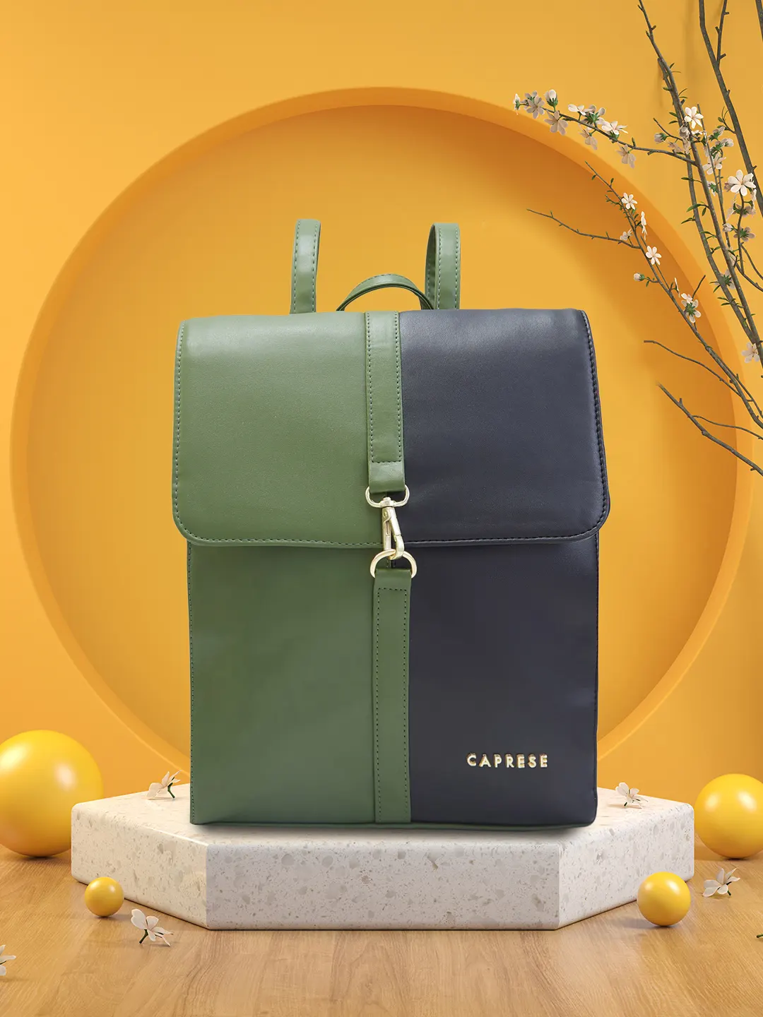 Caprese Lizzy Medium Olive Backpack - Image 13
