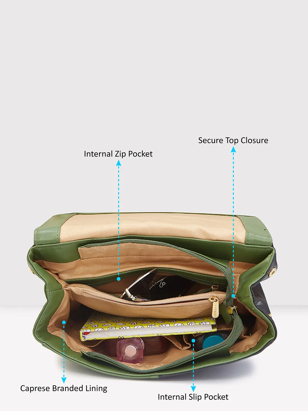 Caprese Lizzy Medium Olive Backpack - Image 6