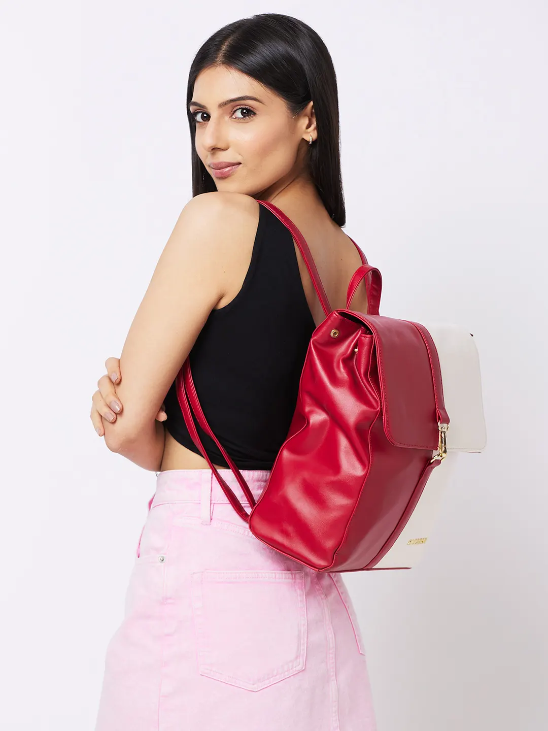 Caprese Lizzy Medium Red Backpack - Image 11