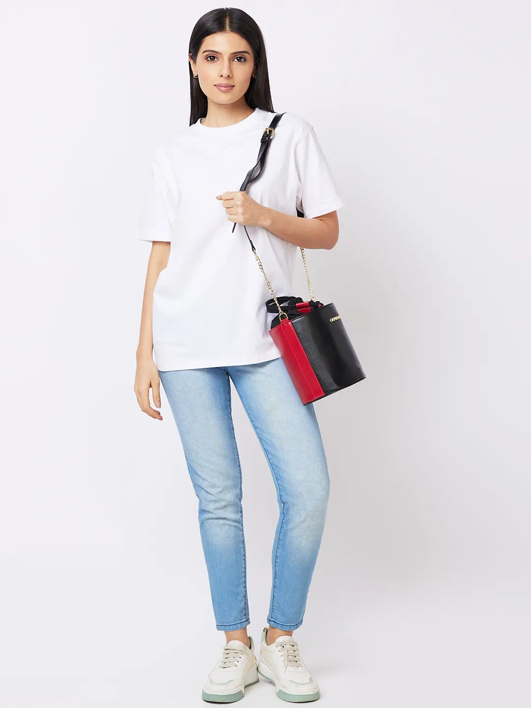 Caprese Lizzy Medium Black Drawstring Sling Bag - Image 11
