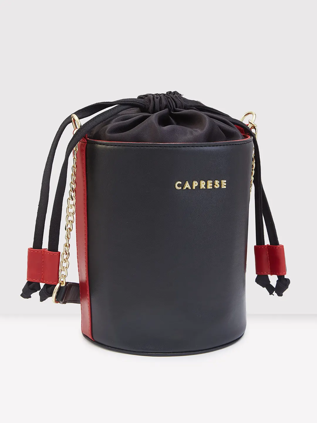 Caprese Lizzy Medium Black Drawstring Sling Bag - Image 4