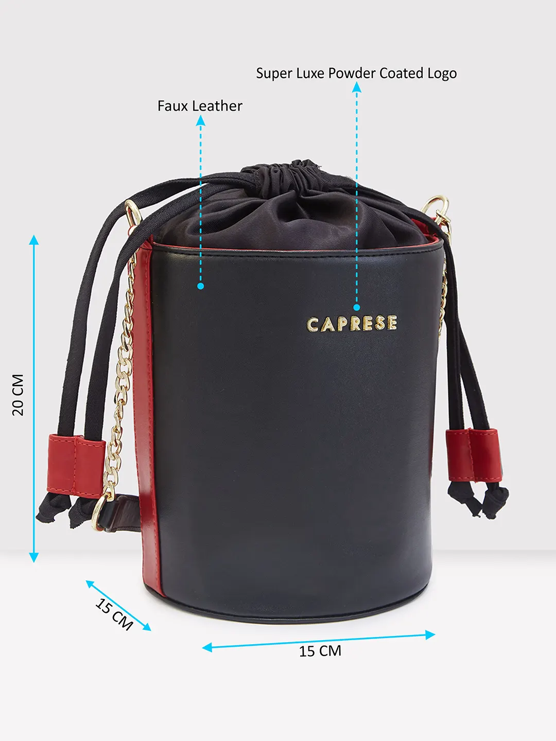 Caprese Lizzy Medium Black Drawstring Sling Bag - Image 6