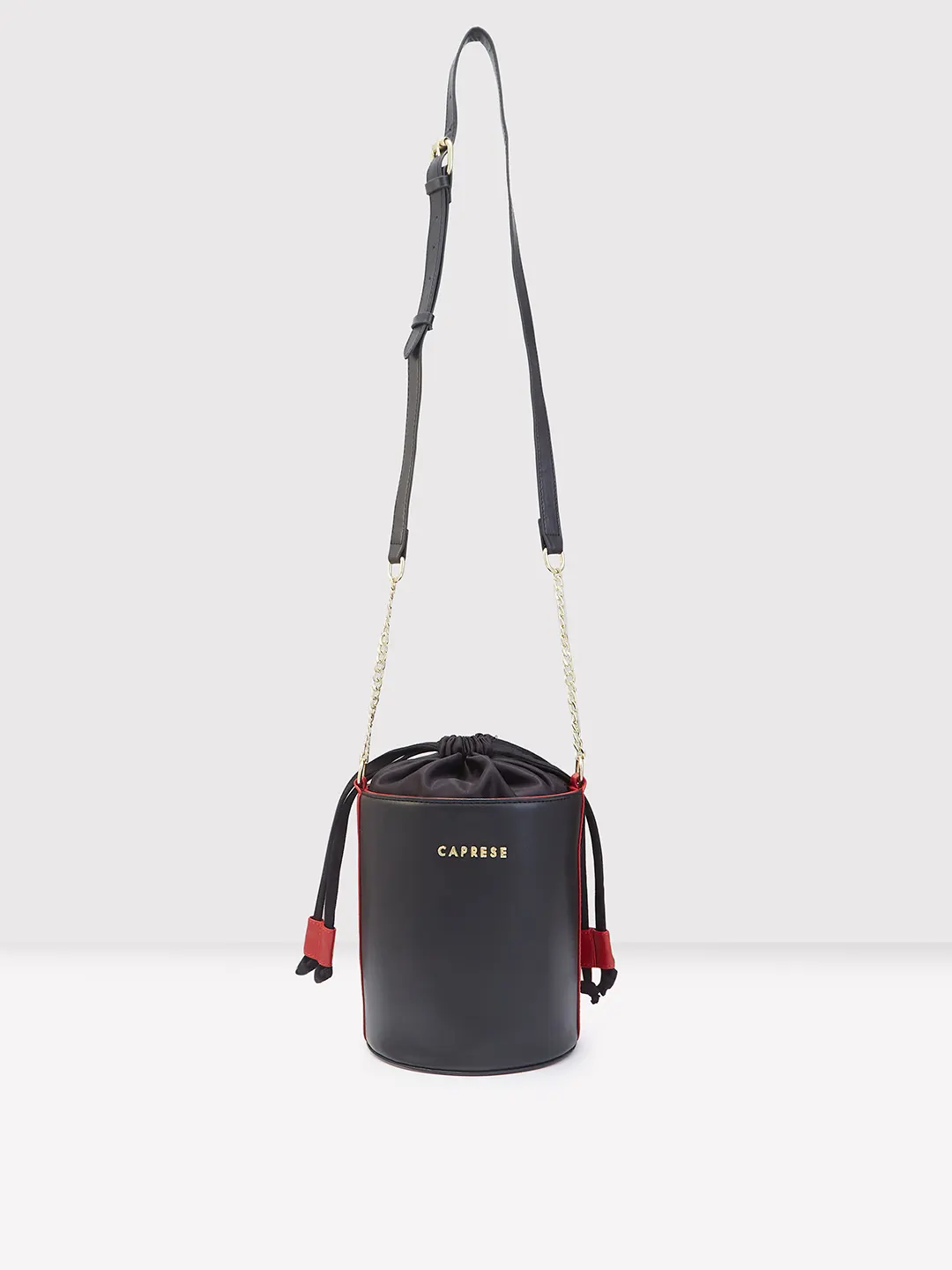 Caprese Lizzy Medium Black Drawstring Sling Bag - Image 9
