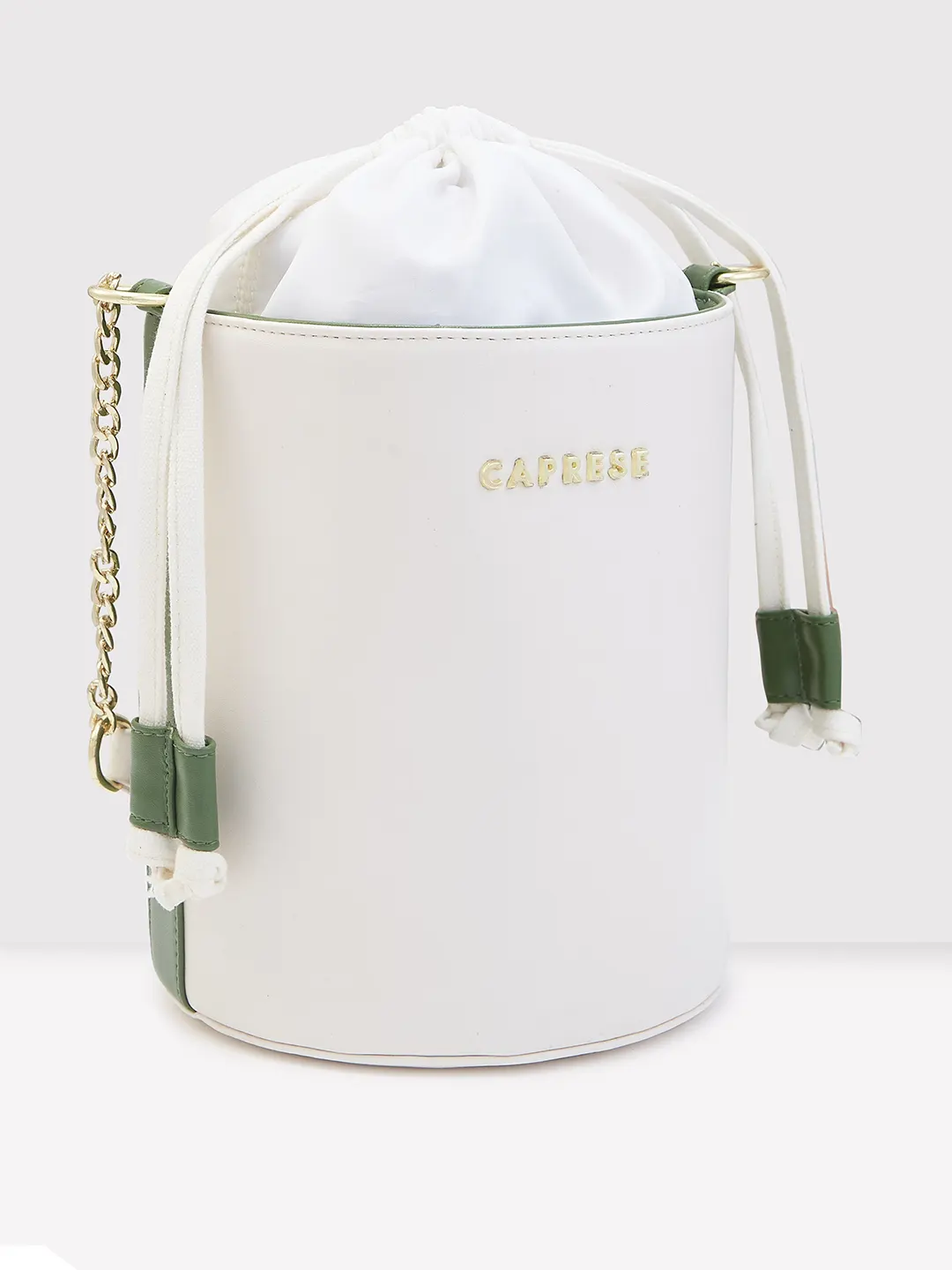 Caprese Lizzy Medium Cream Drawstring Sling Bag - Image 4