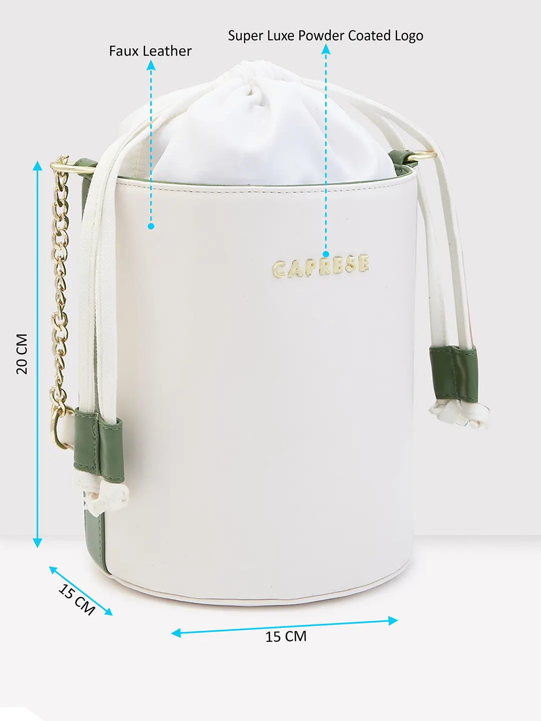 Caprese Lizzy Medium Cream Drawstring Sling Bag - Image 6