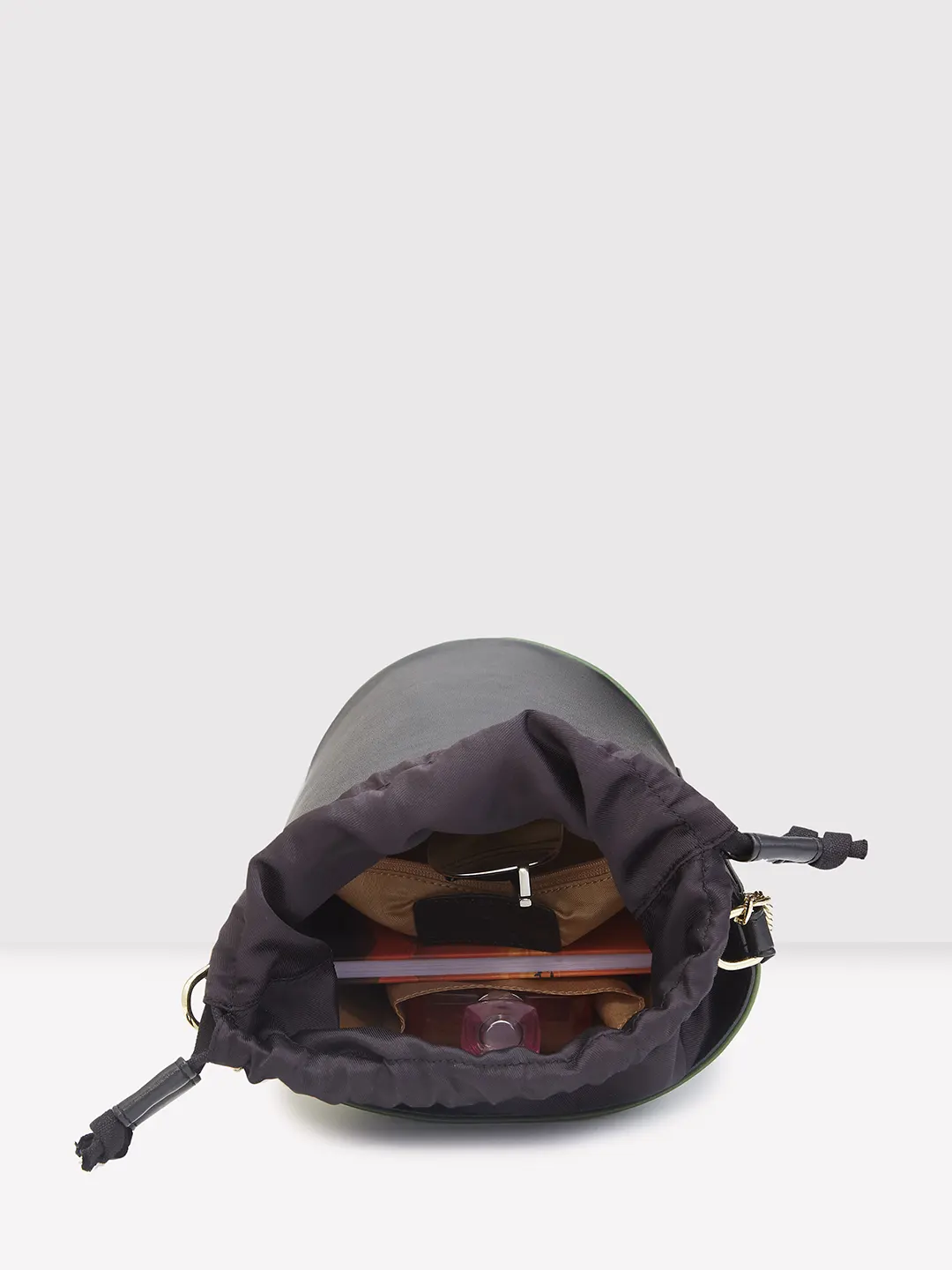 Caprese Lizzy Medium Olive Drawstring Sling Bag - Image 7
