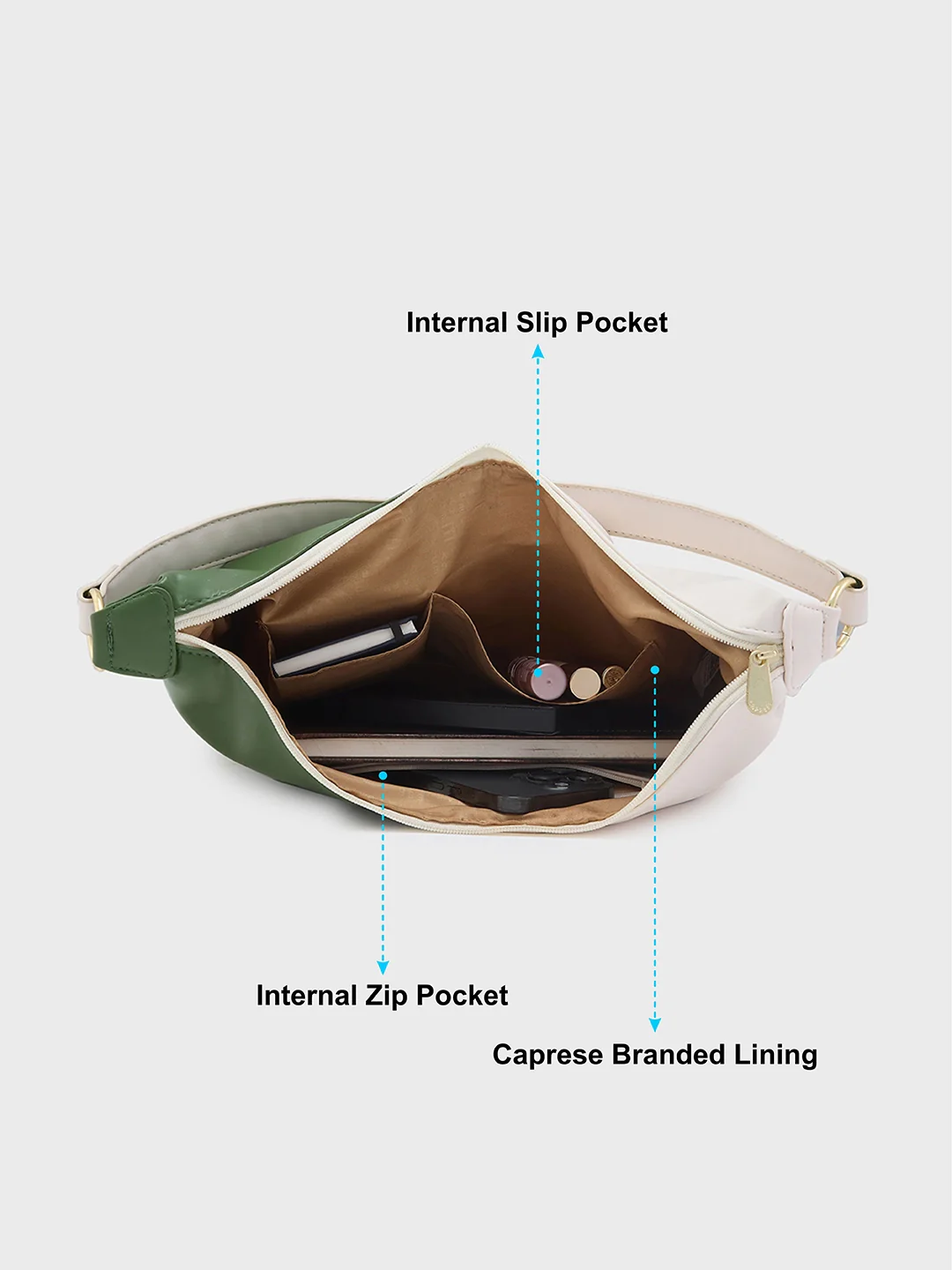 Caprese Lizzy Medium Cream Hobo Bag - Image 6