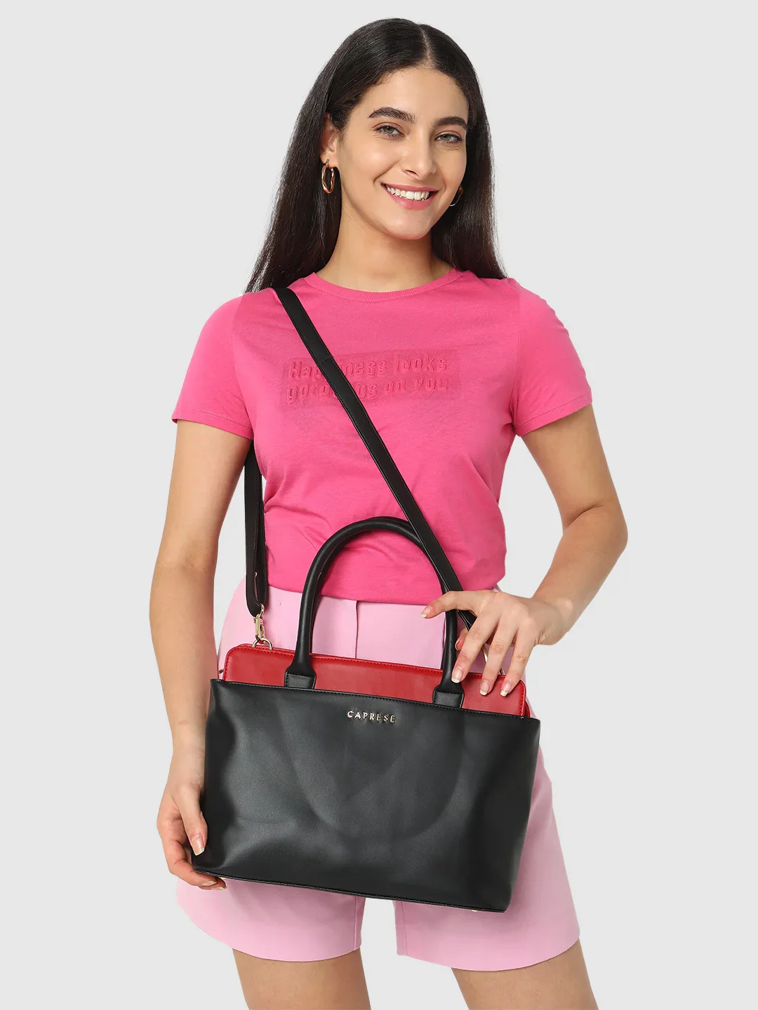 Caprese Lizzy Medium Red Satchel Bag - Image 12
