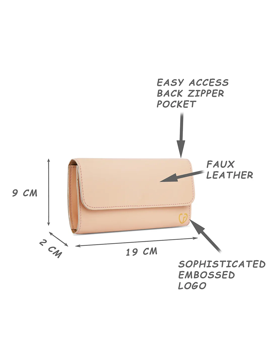 Caprese Lotte Medium Peach Wallet - Image 3