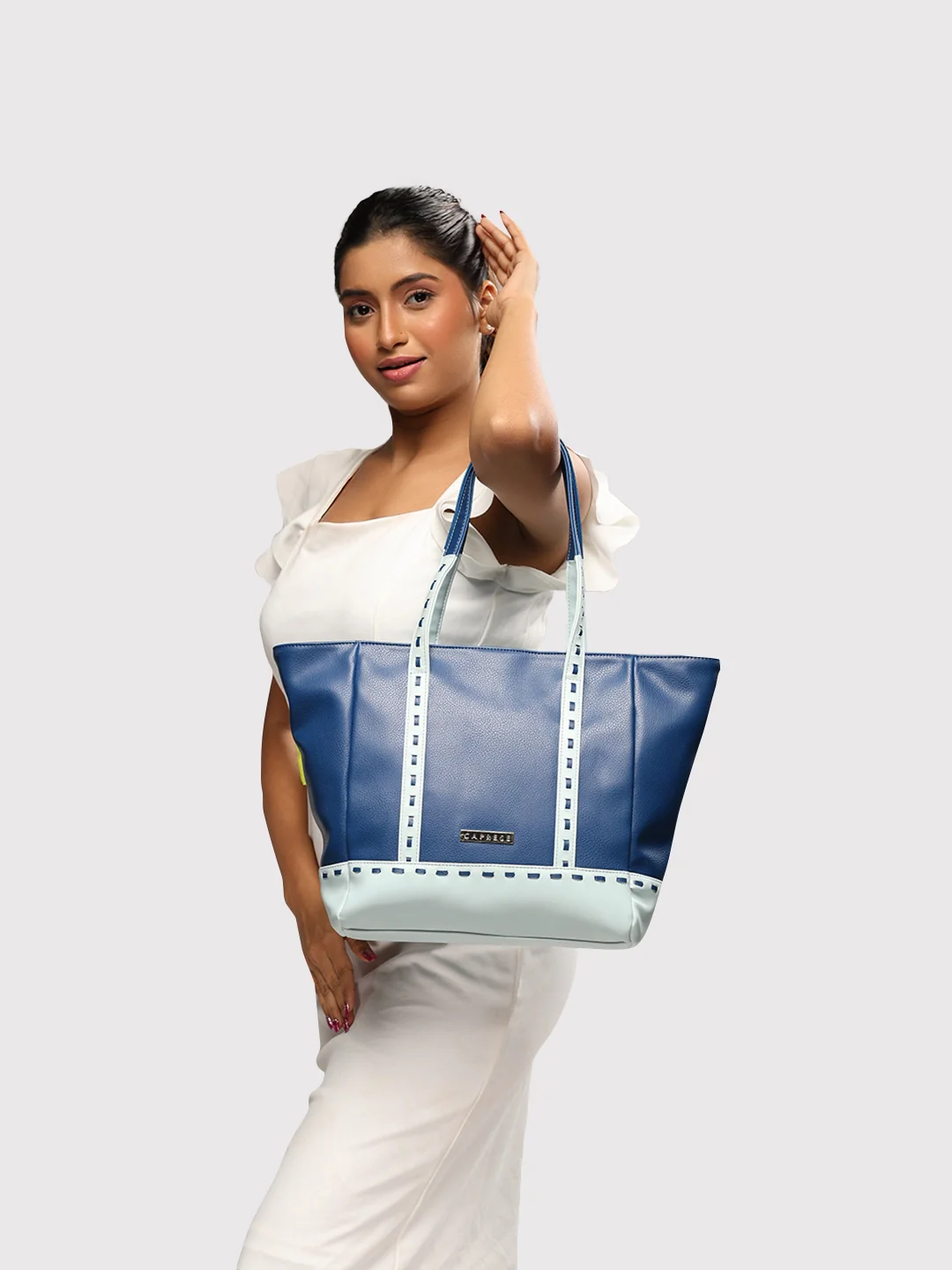 Caprese Lucca Medium Solid Navy Tote Bag - Image 12