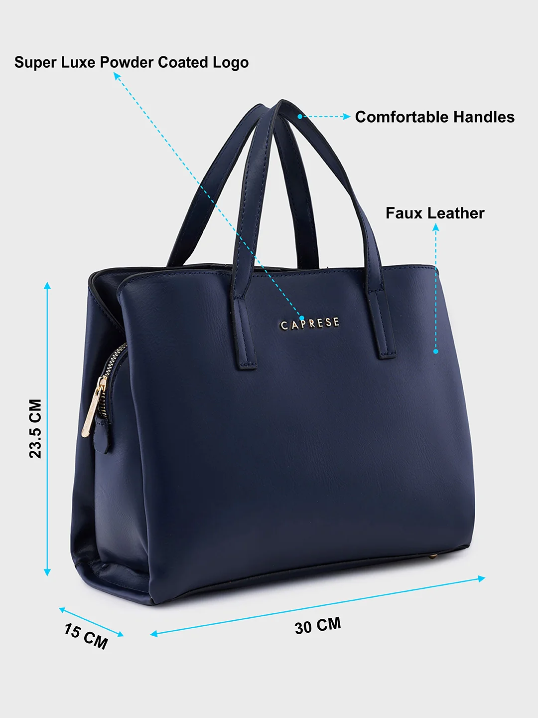 Caprese Lucie Medium Navy Satchel Bag - Image 7