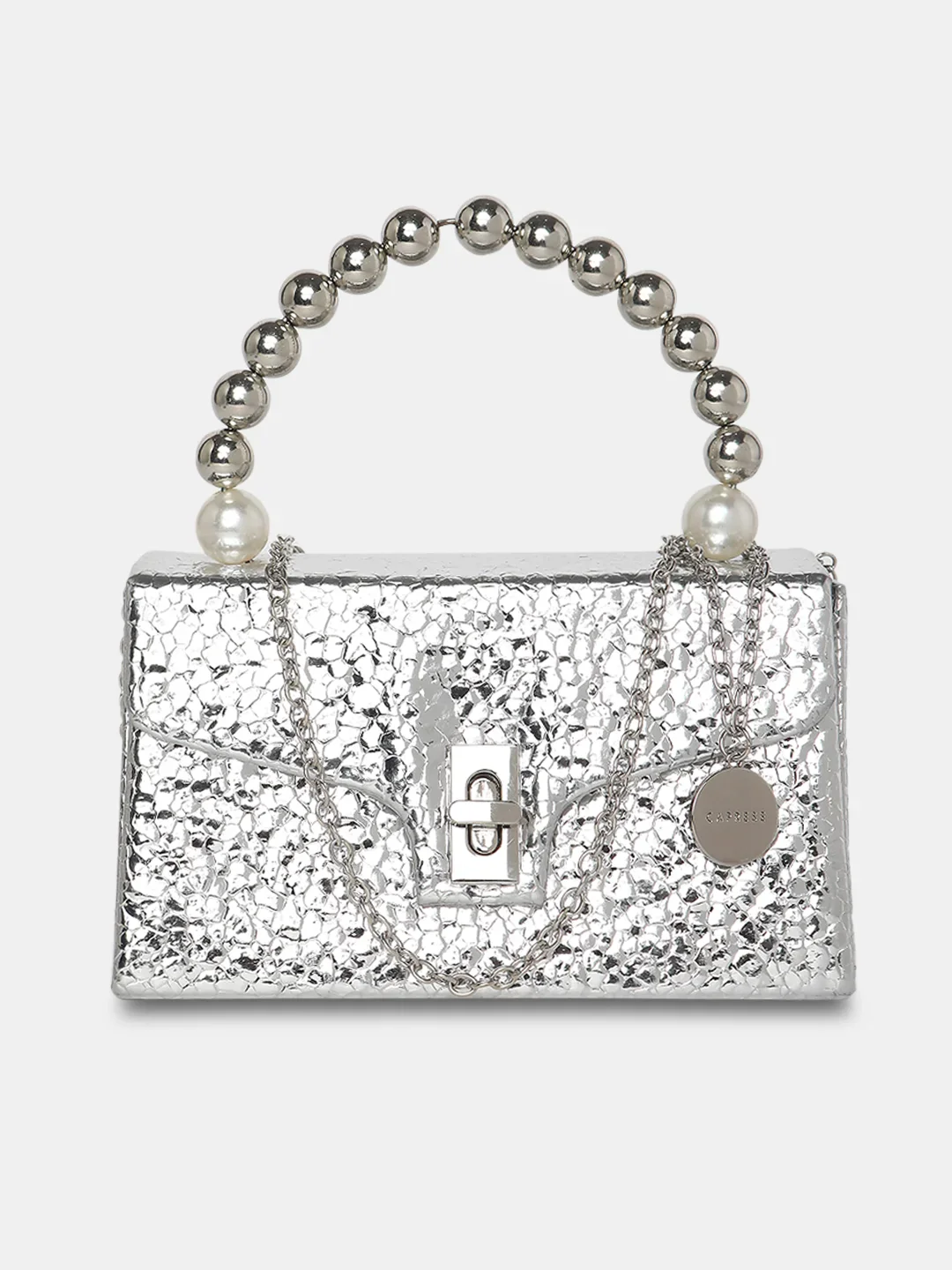 Caprese Lucy Pearl Small Silver Clutch - Image 10