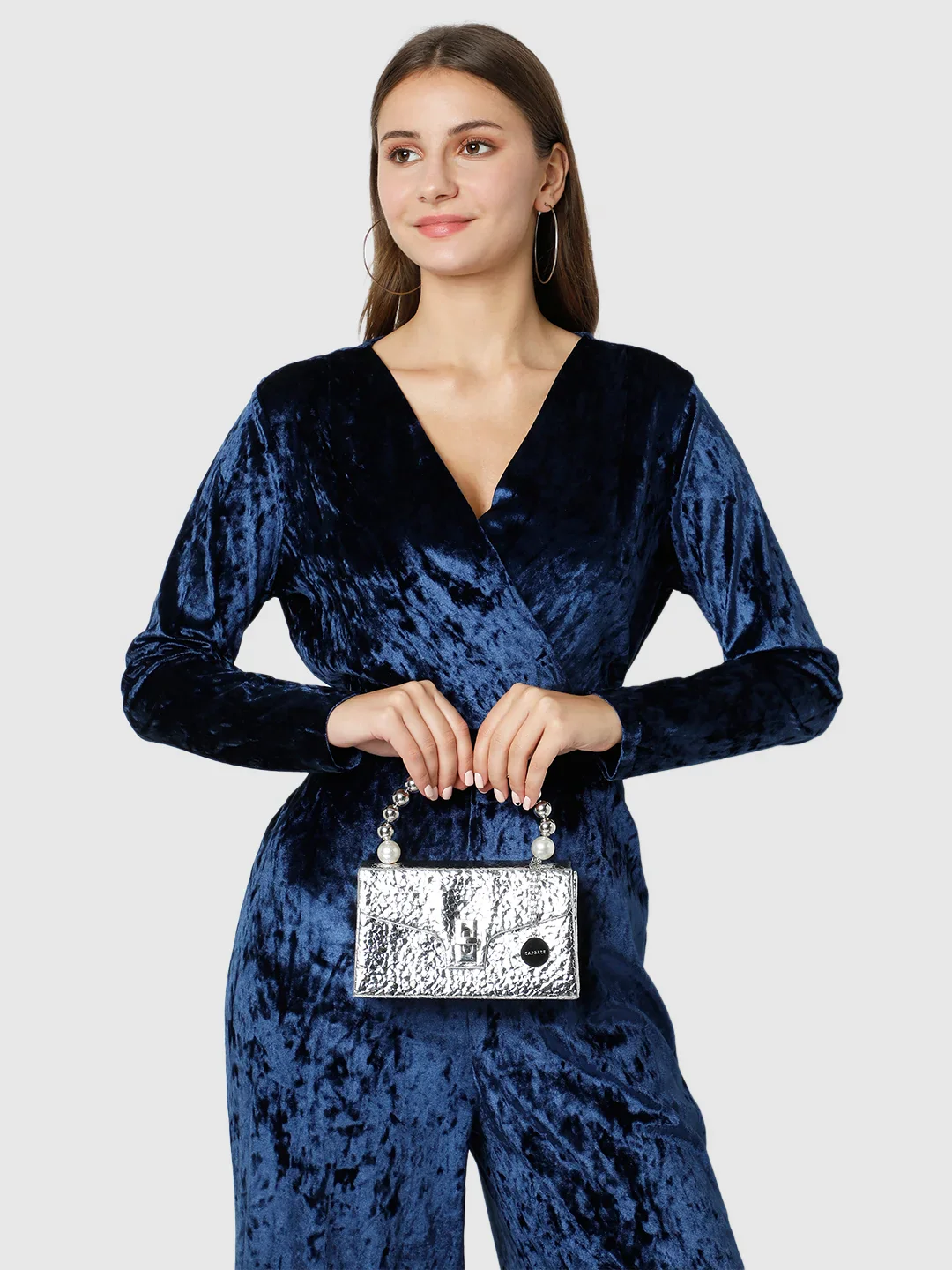 Caprese Lucy Pearl Small Silver Clutch - Image 11