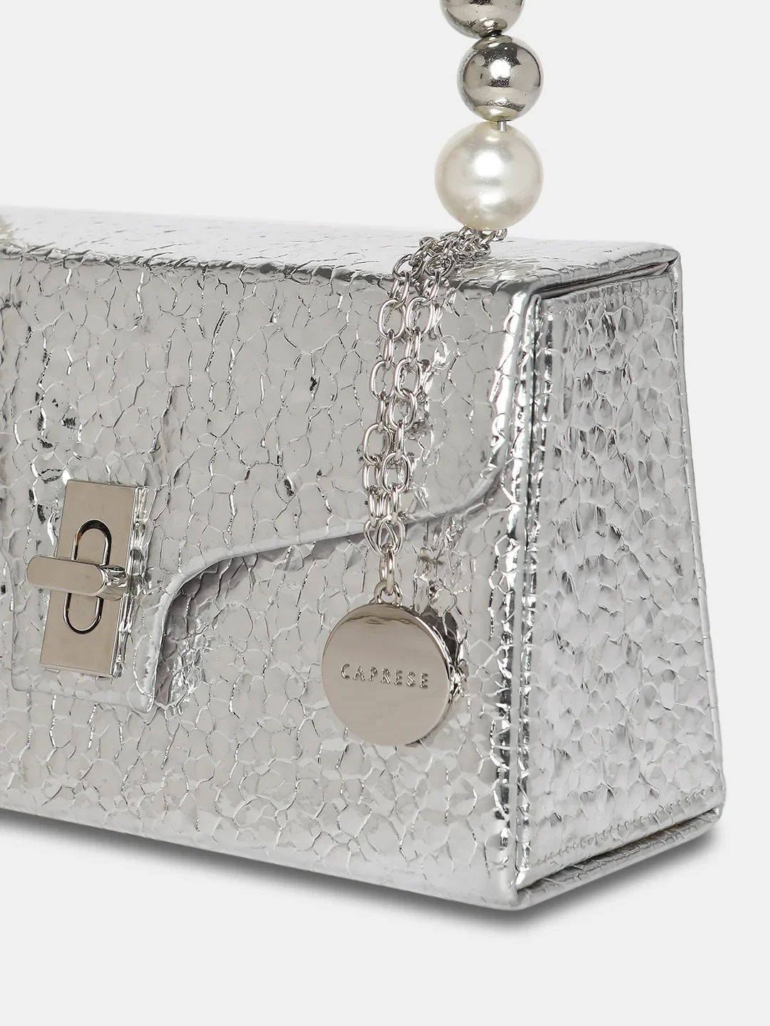 Caprese Lucy Pearl Small Silver Clutch - Image 7