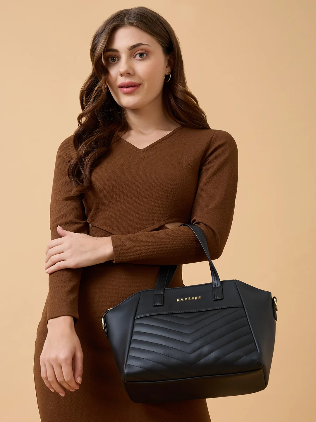 Caprese Lucya Medium Black Satchel Bag - Image 7