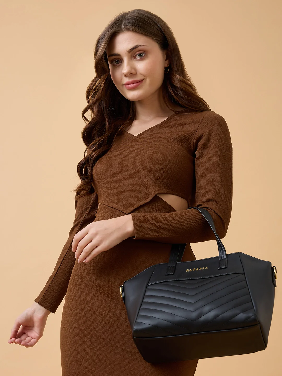 Caprese Lucya Medium Black Satchel Bag - Image 8