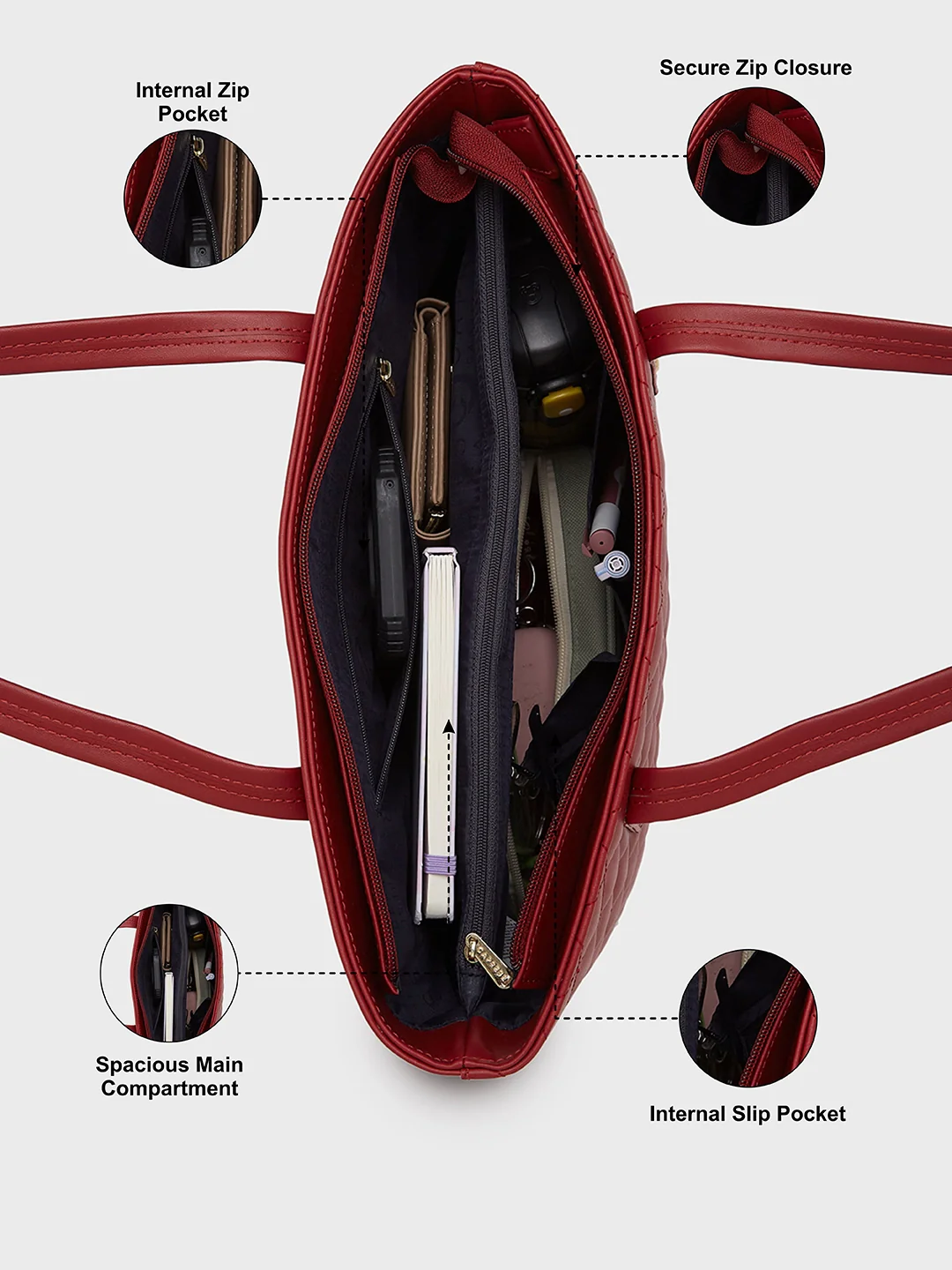 Caprese Lucya Medium Red Tote Bag - Image 4