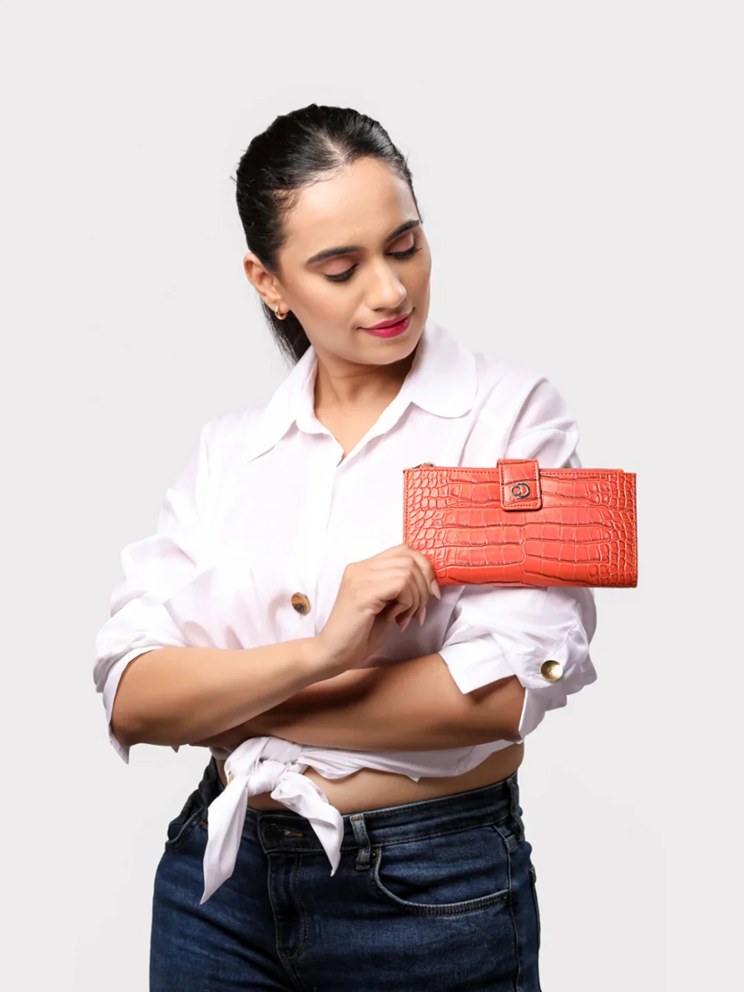 Caprese Luna Medium Orange Bifold Wallet - Image 13