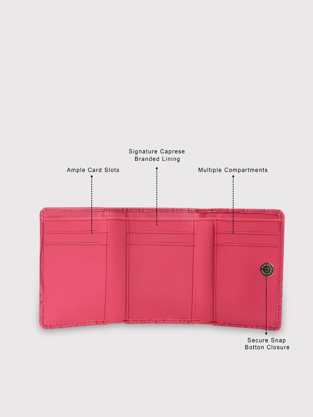Caprese Luna Small Fuchsia Trifold Wallet - Image 10
