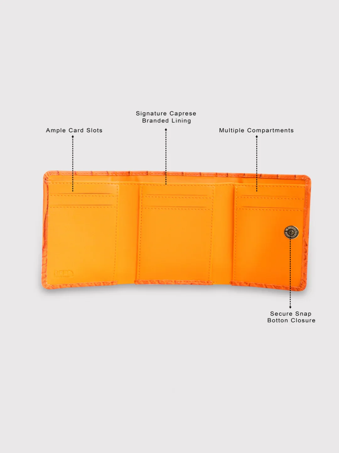 Caprese Luna Small Orange Trifold Wallet - Image 10