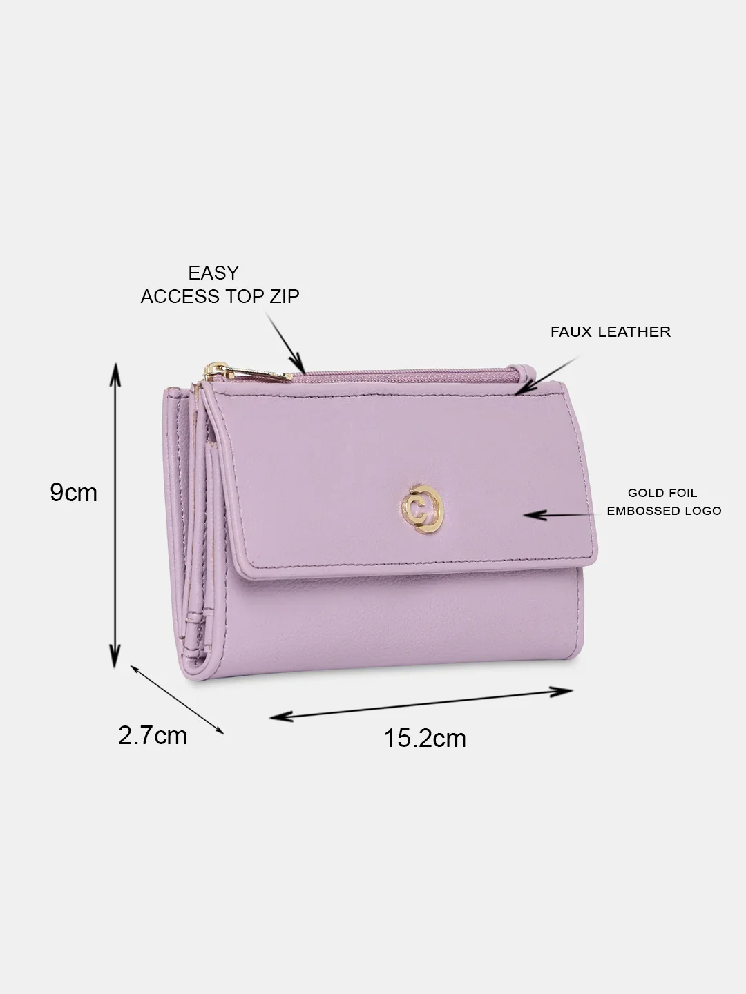 Caprese Luzie Small Lilac Wallet - Image 10