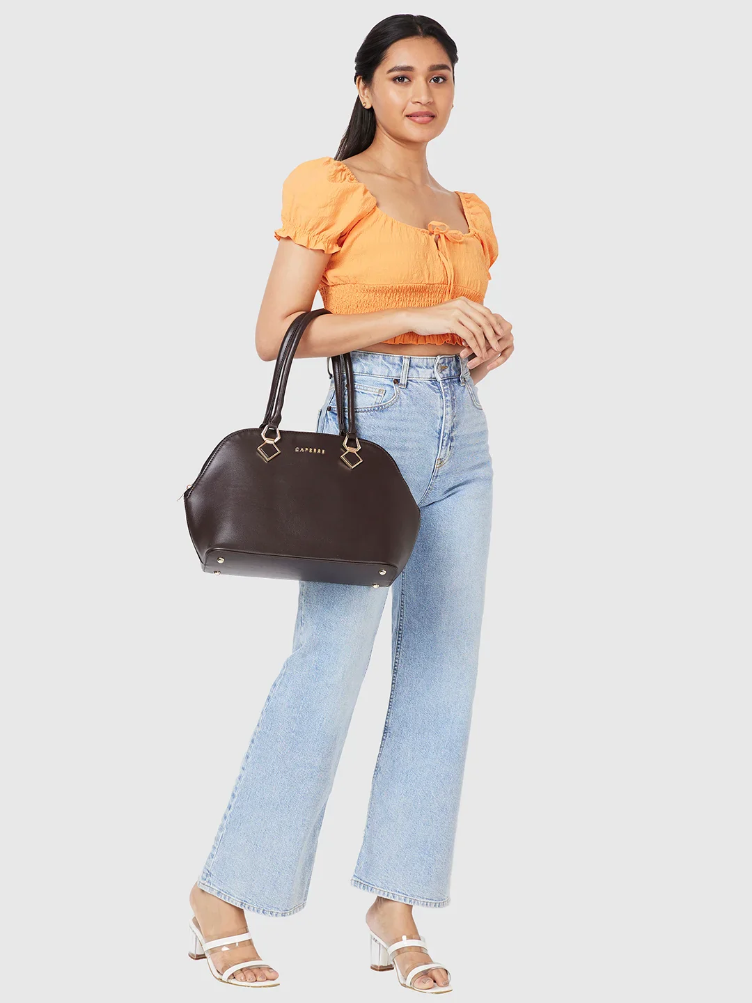 Caprese Lydia Large Dark Oak Satchel Bag - Image 13