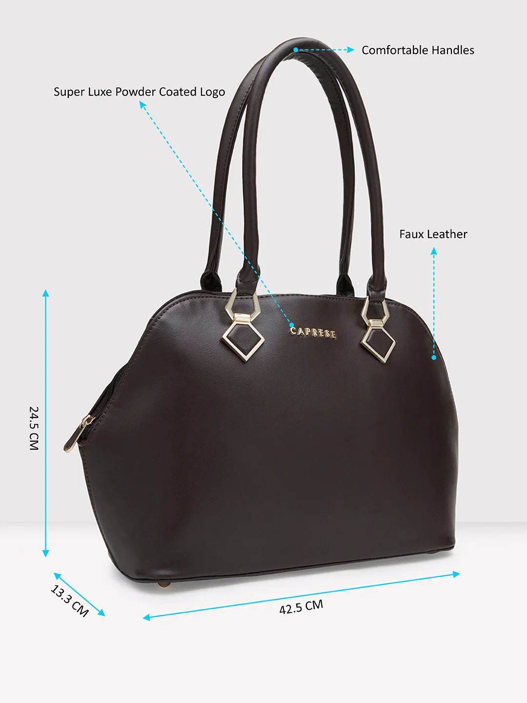 Caprese Lydia Large Dark Oak Satchel Bag - Image 6