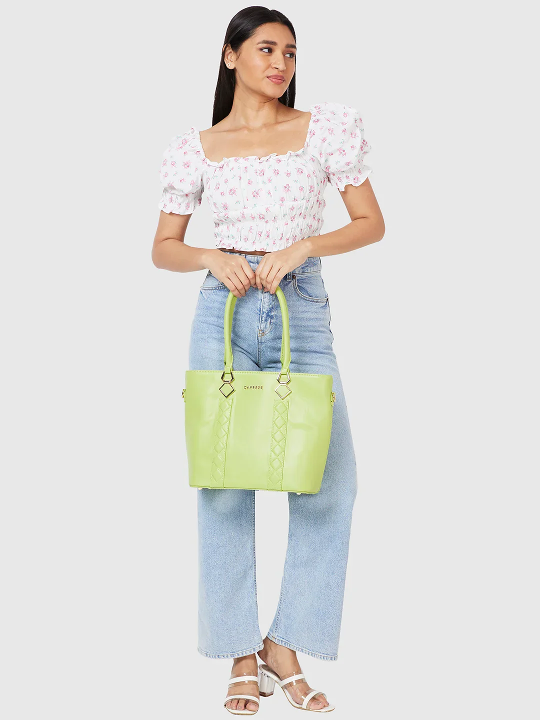 Caprese Lydia Large Lime Tote Bag - Image 3