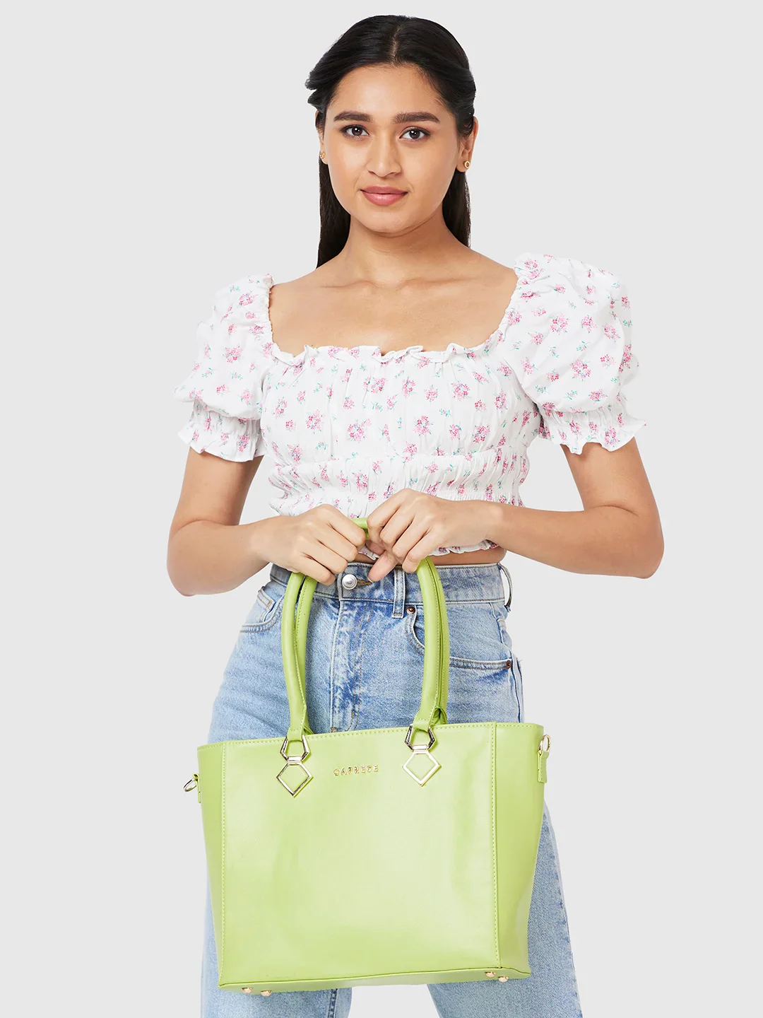 Caprese Lydia Medium Lime Tote Bag - Image 11
