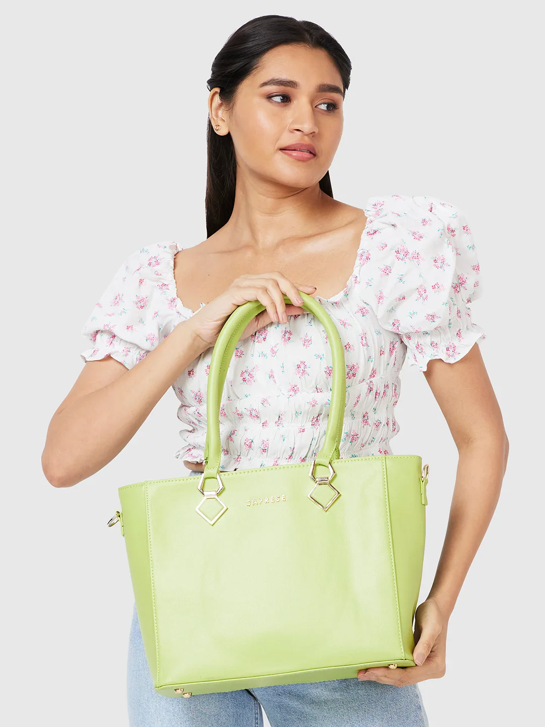 Caprese Lydia Medium Lime Tote Bag - Image 12