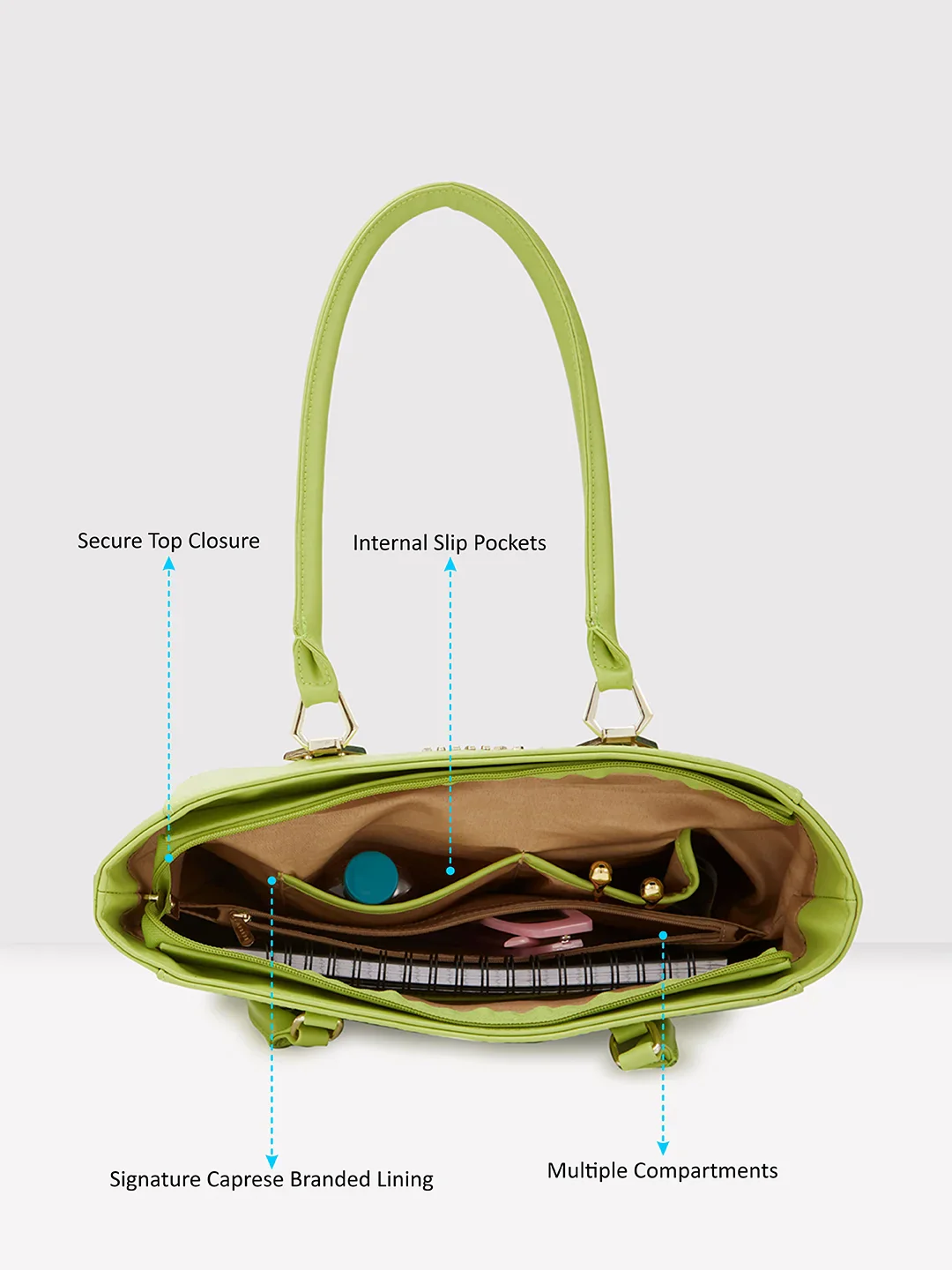Caprese Lydia Medium Lime Tote Bag - Image 7