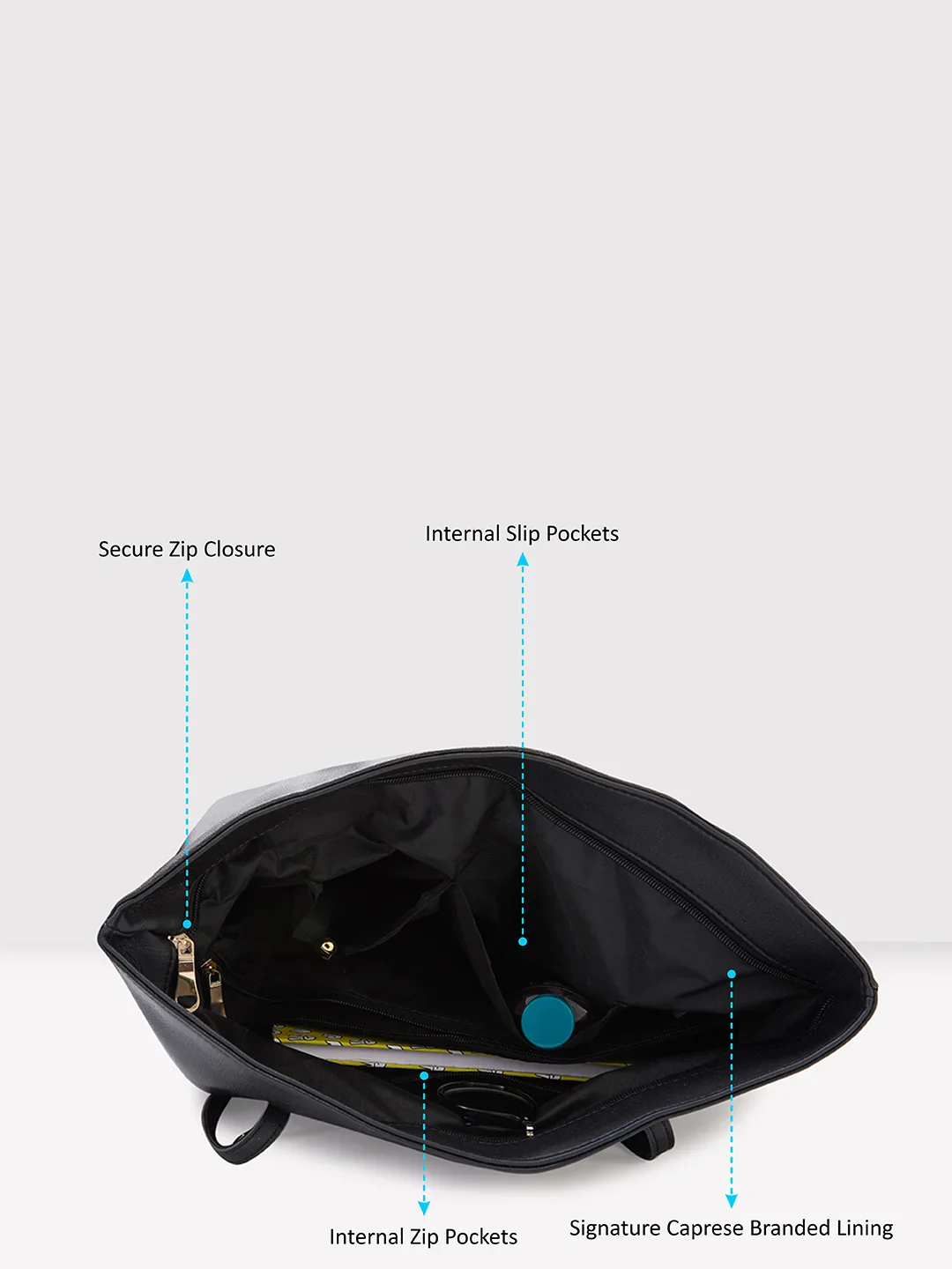Caprese Lyla Large Black Tote Bag - Image 6