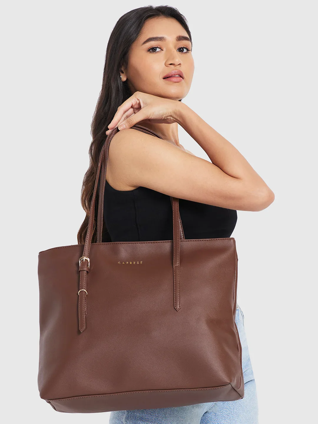 Caprese Lyla Large Brown Tote Bag - Image 4