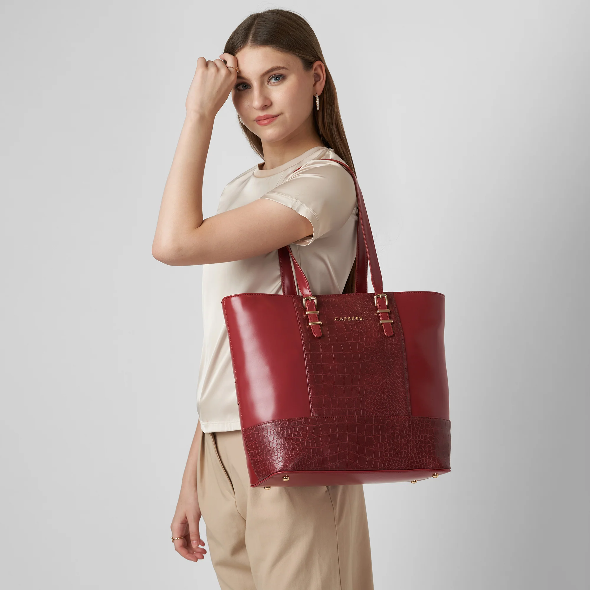 Caprese  Macie Large Cherry Lacquer Tote Bag - Image 2