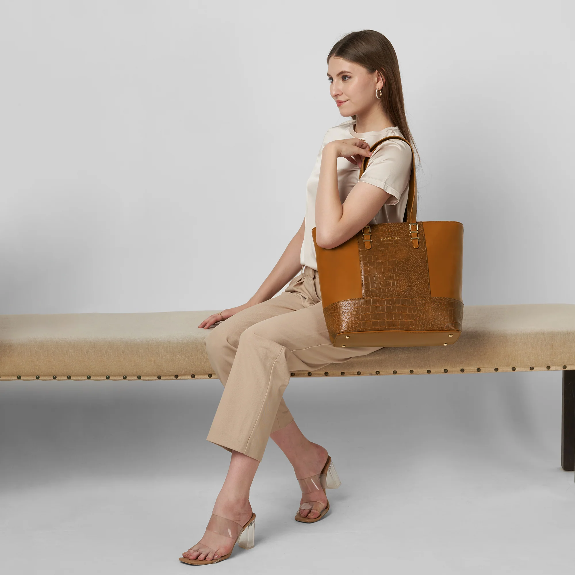 Caprese Macie Large Tan Tote Bag - Image 10