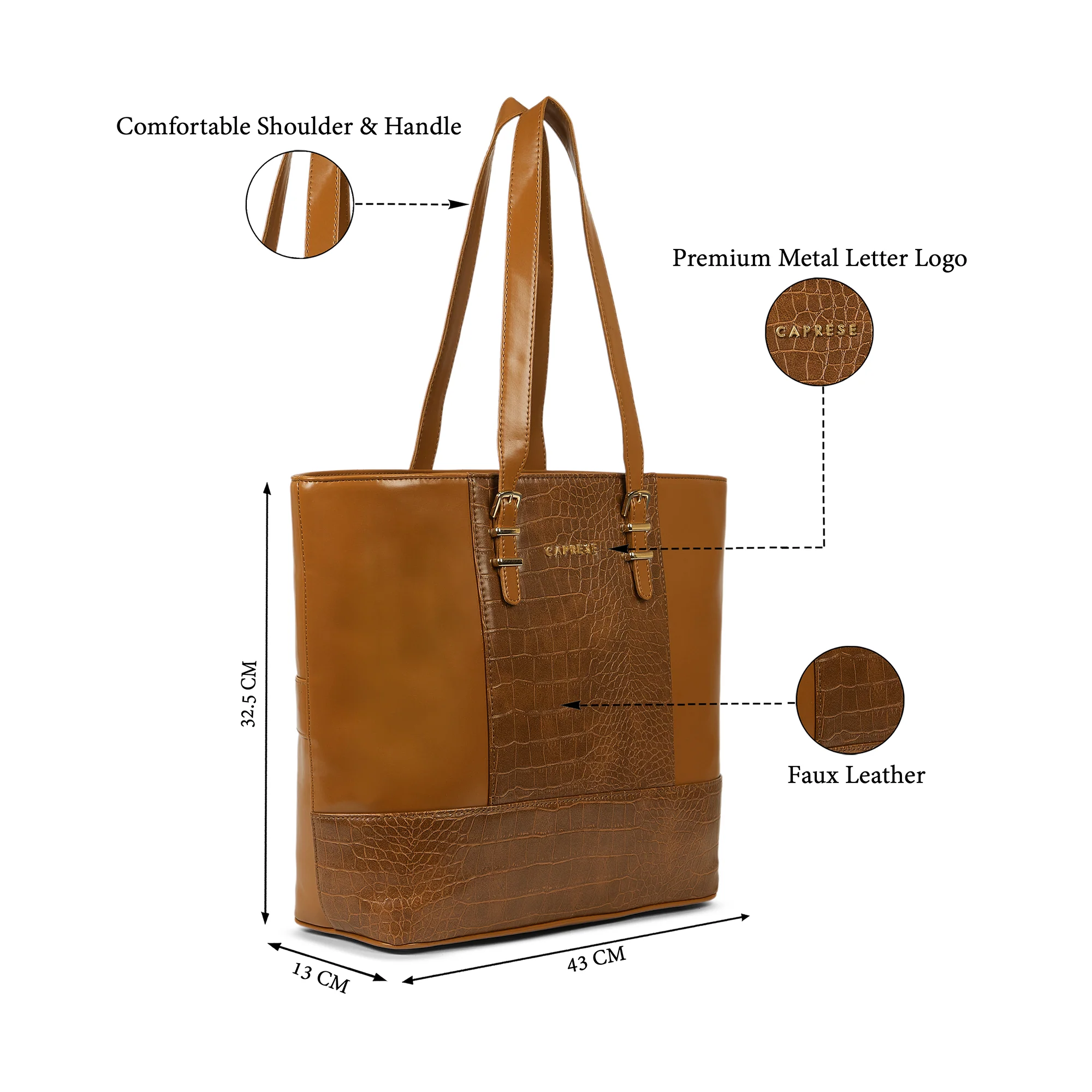 Caprese Macie Large Tan Tote Bag - Image 8