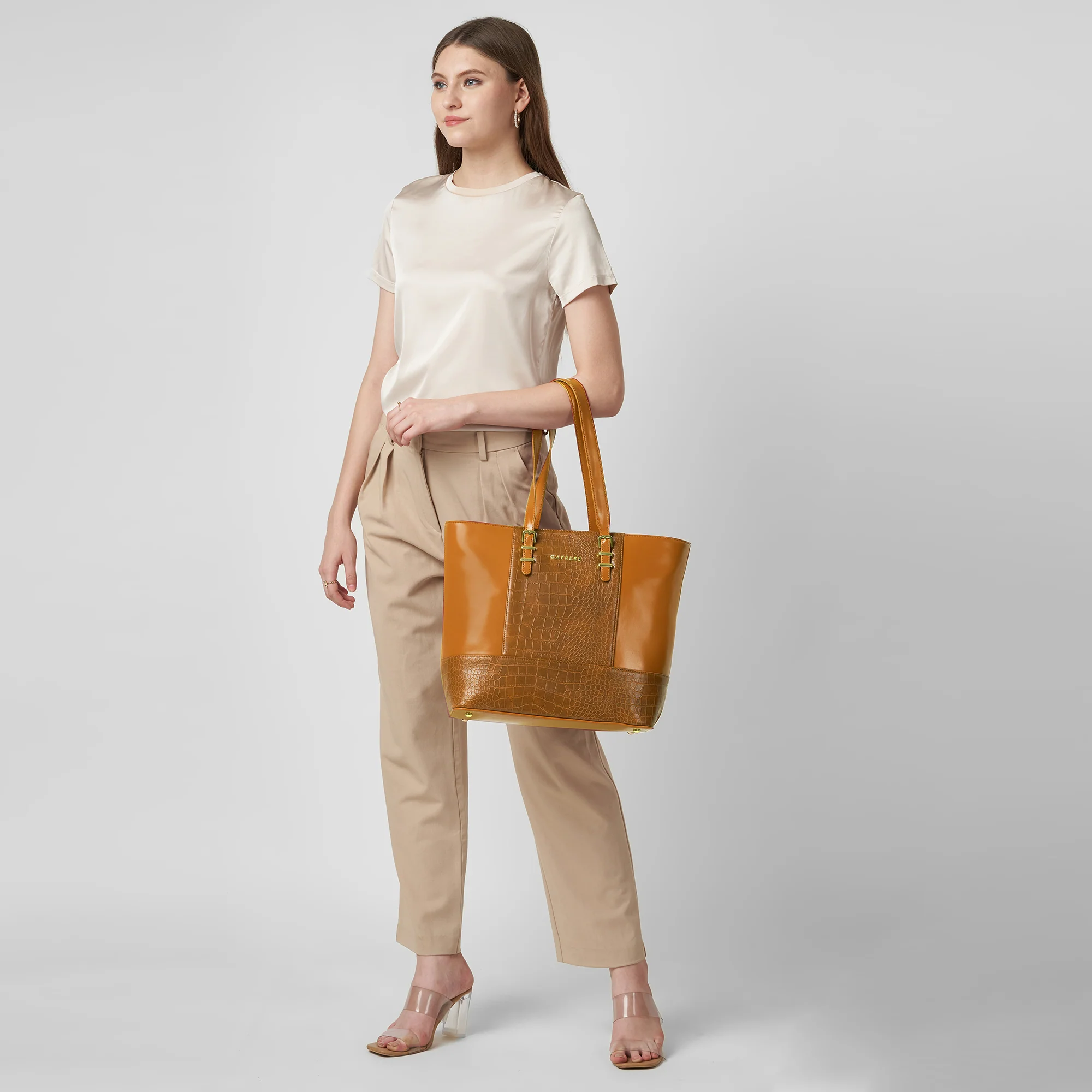 Caprese Macie Large Tan Tote Bag - Image 9
