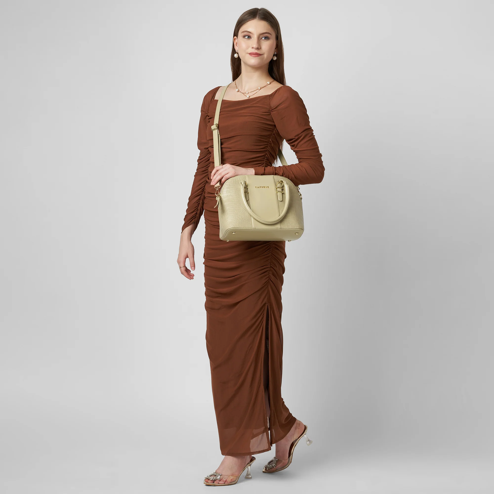 Caprese  Macie Medium Alpine Oat Satchel Bag - Image 10